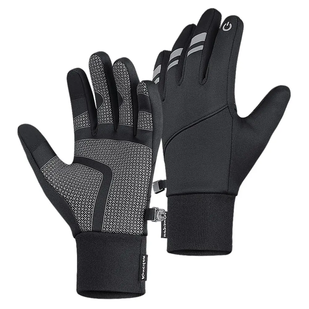Зимние водонепроницаемые велосипедные перчатки мотоциклетные черные теплые с