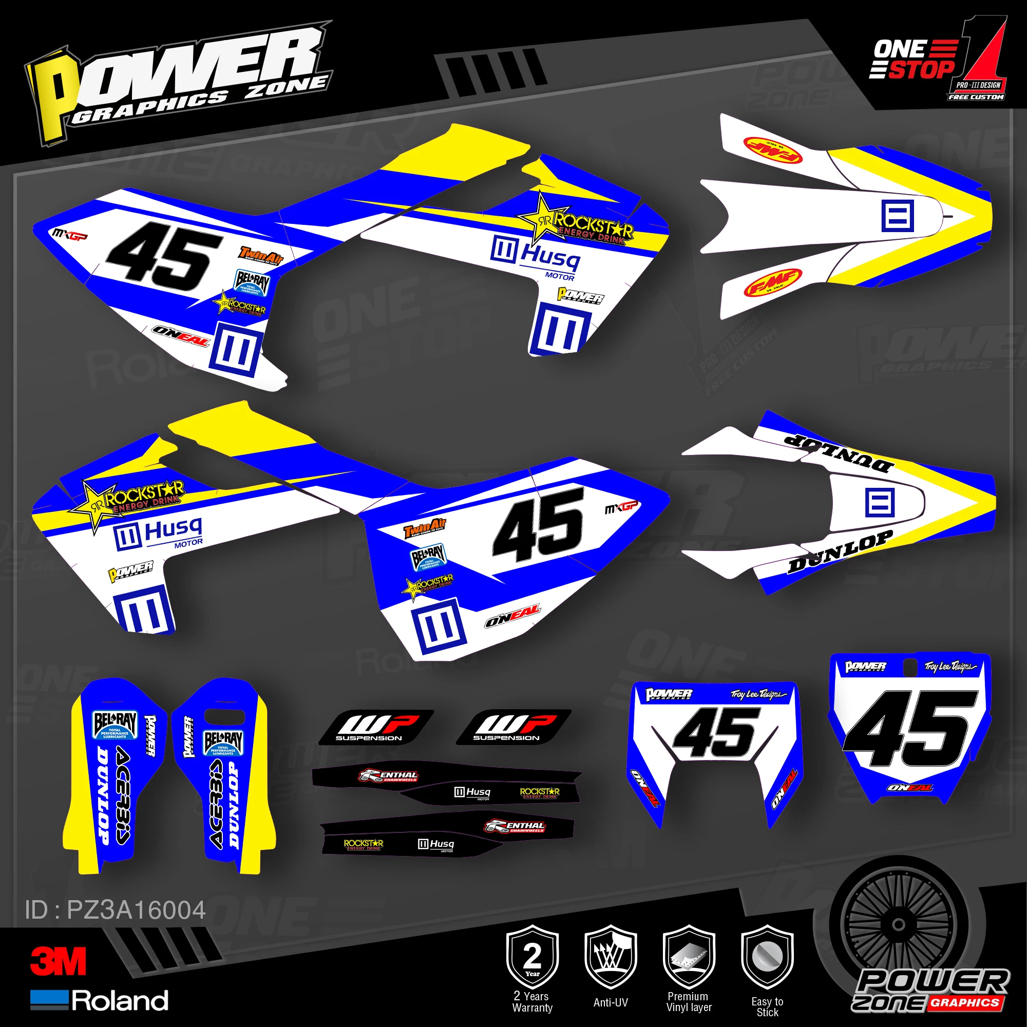 PowerZone Custom Team Graphics наклейки 3M Набор стикеров для Husqvarna 2016 18 TC FC TX FX FS 2017 19 TE FE 125 450cc