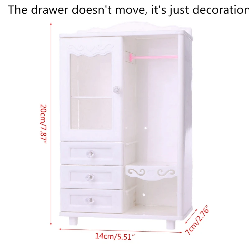 

New Luxury White Wardrobe Closet Accessories Furniture Girls Gift For Barbie Doll
