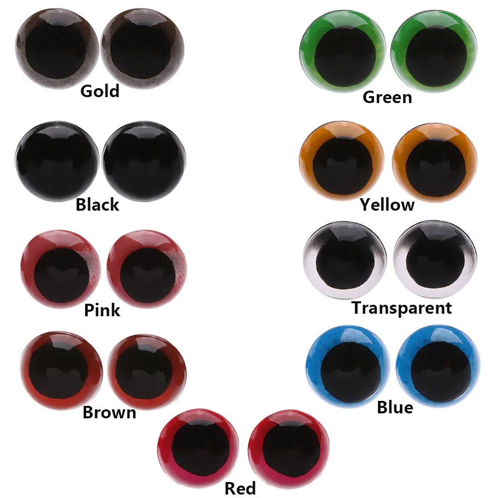 

20pcs 8/10/12/14mm Mix Color Plastic Safety Eyes Crafts Animal Teddy Bear DIY Dolls Puppet Accessories Stuffed Toys with Washer