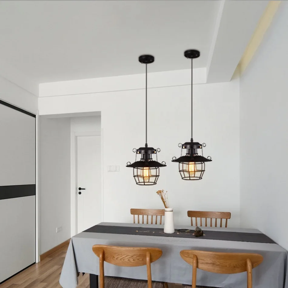 20 см винтажный промышленный рустикальный потолочный светильник черный