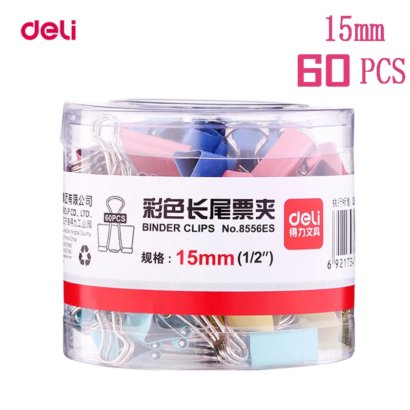 

60 шт./лот Deli металлические скрепки для бумаги 15 мм Красочные конфеты цвета зажим для книг Канцтовары Школьные офисные принадлежности Высокое качество