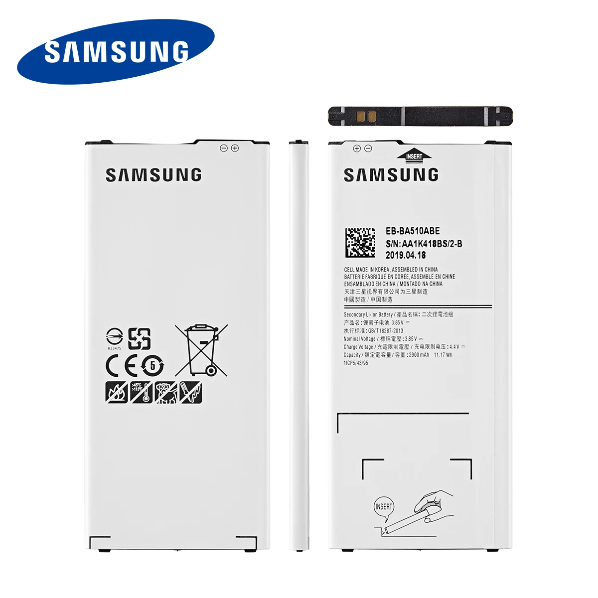 Оригинальная фотобатарея SAMSUNG 2900 мАч для Samsung Galaxy A5 2016/2015/2017/2018 A510 A510F A5100 A510M A510FD A510K