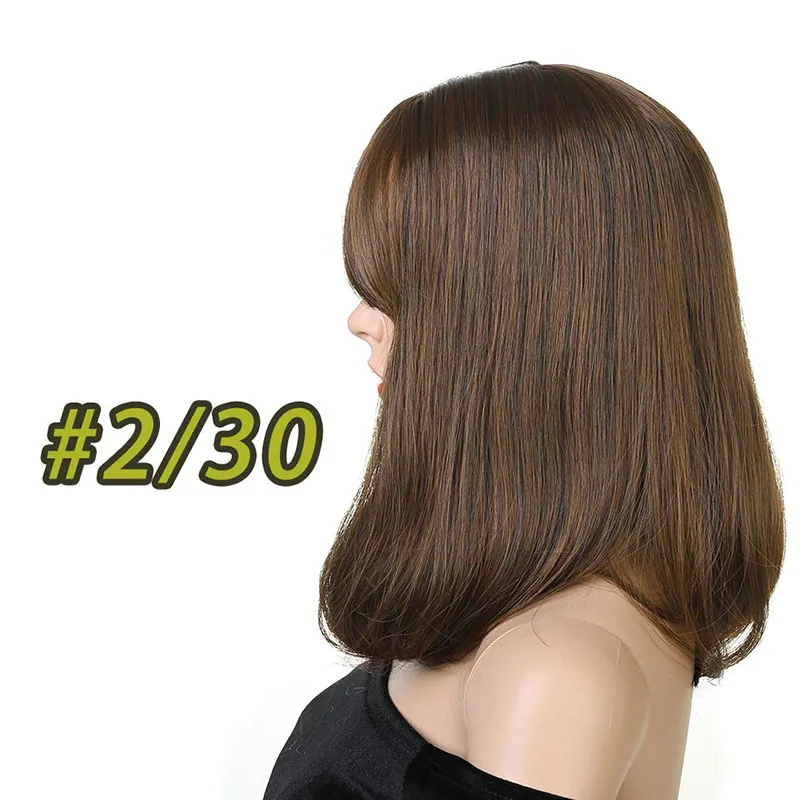 

LANLAN Short straight hair Oblique bangs Brown Woman Girl bob wig Synthetic Wigs