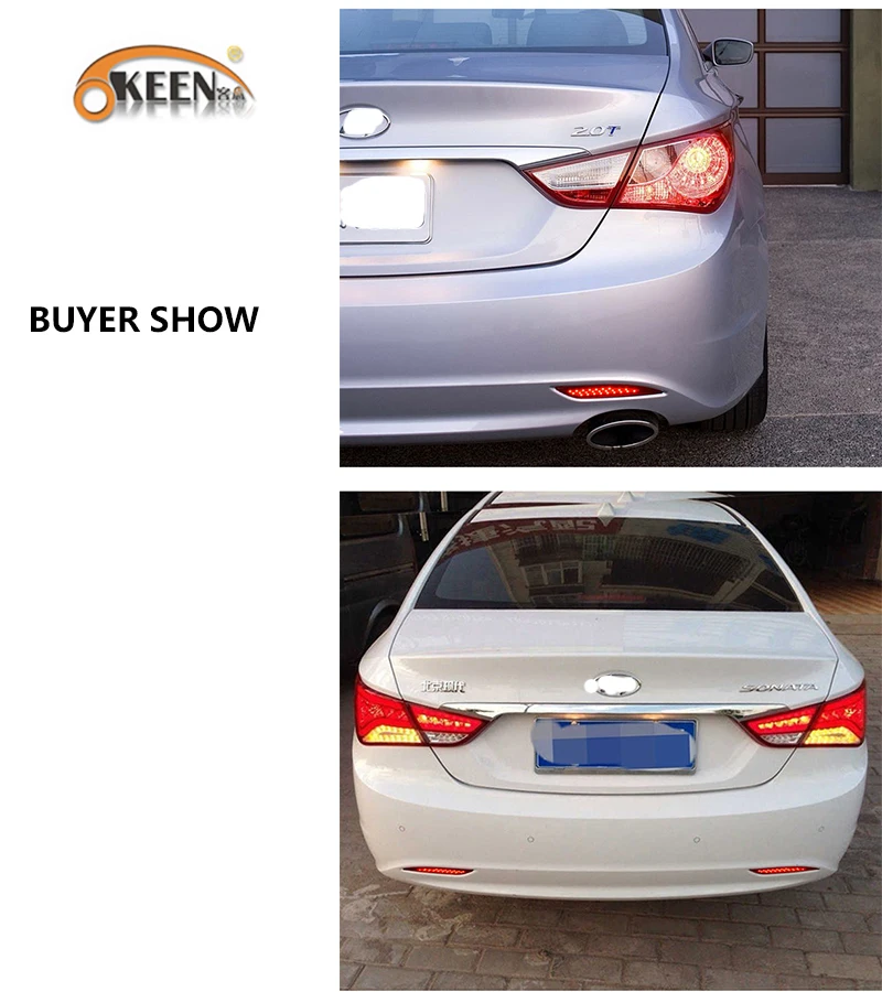 OKEEN 2 шт. Автомобильный задний бампер отражатель фары для hyundai Sonata 2011 2012 2013 Автомобильный светодиодный дневные ходовые огни Тормозная противотуманная фара