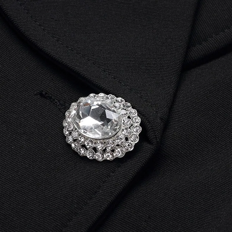 Женский двубортный Блейзер со стразами модная верхняя одежда с отложным