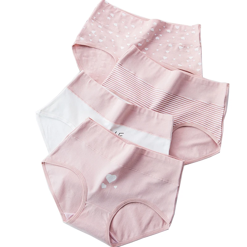 Трусики женские х/б с завышенной талией 4 шт./лот|Женские трусики| |