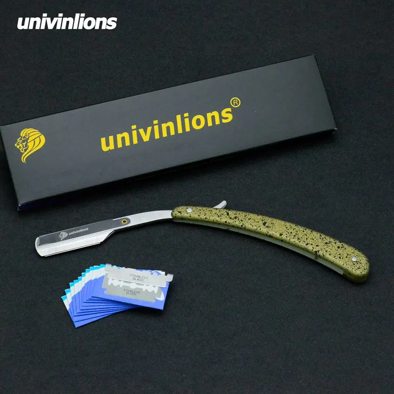 Univinlions, прямая пластиковая ручка, складное острое лезвие, бритва, палочка для мужчин и женщин, парикмахерский нож для бритья, борода, лицо, подмышек