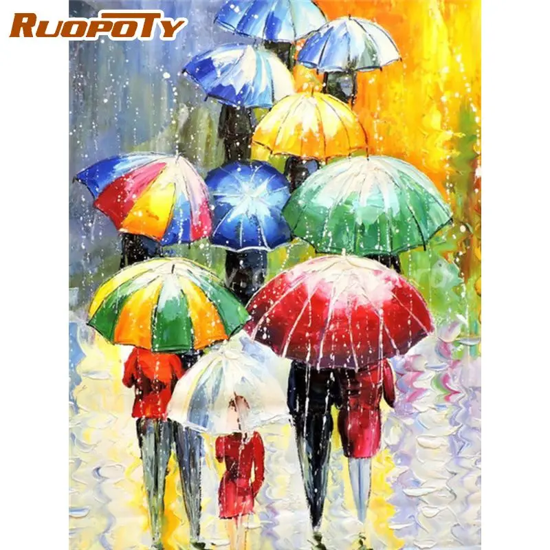 

RUOPOTY 60x75cm Frame Picture Paint By Numbers Kits Colorful Umbrella Acrylic Paint Picture For Home Decors Coloring By Numbers