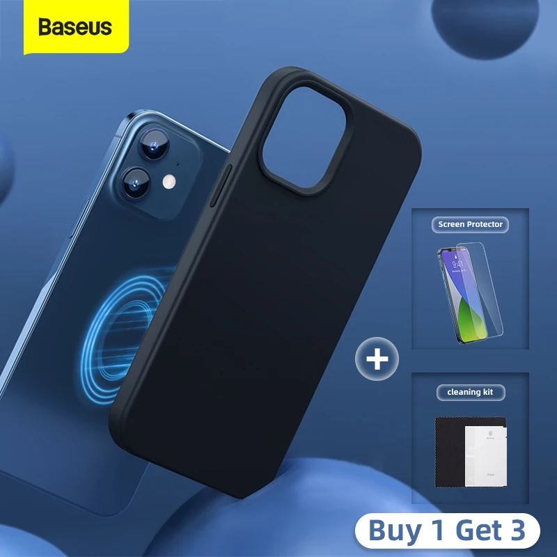 Магнитный чехол Baseus для iPhone 12 Pro Max Mini противоударный из жидкого силикона 12Pro 12Mini