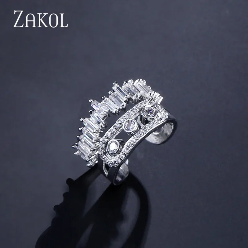 ZAKOL Модный высококачественный Регулируемый Ювелирное кольцо для новобрачных с