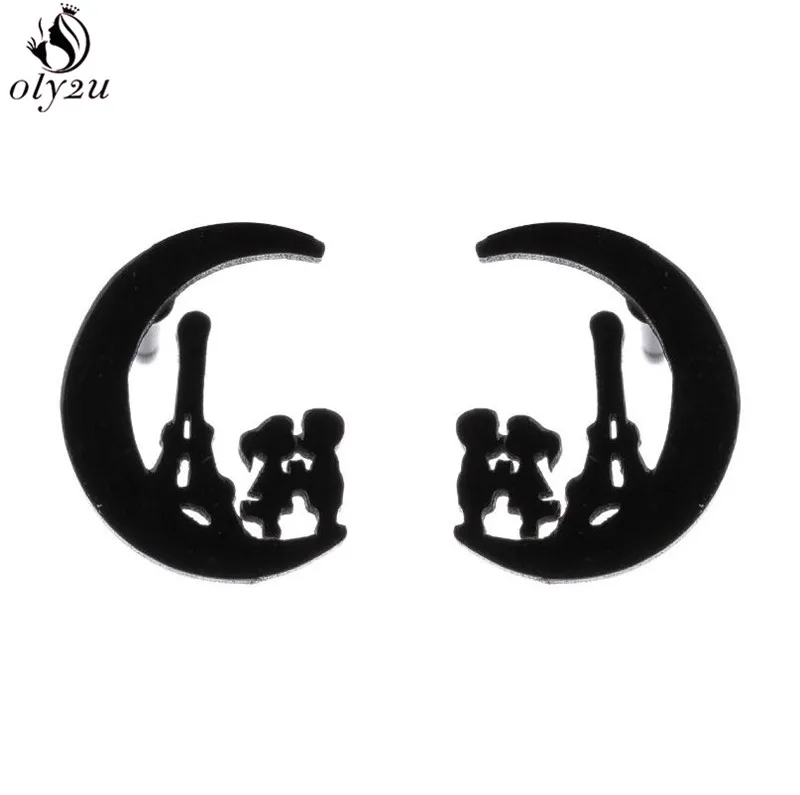 

Женские серьги-гвоздики из нержавеющей стали, черные серьги в стиле хип-хоп с надписью «KISS Girl Love», подарок на день Святого Валентина