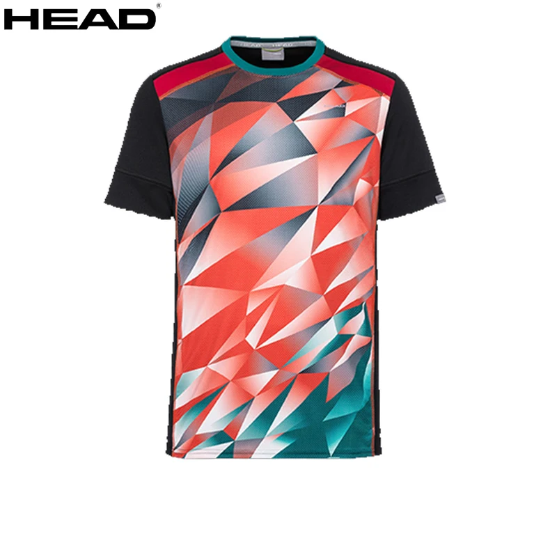Anti-sweat HEAD Tennis Sports Apparel T-shirt Men O-Neck Elasticity Polyester T-shirt Breathable Male Outdoor Sports Gym Clothes