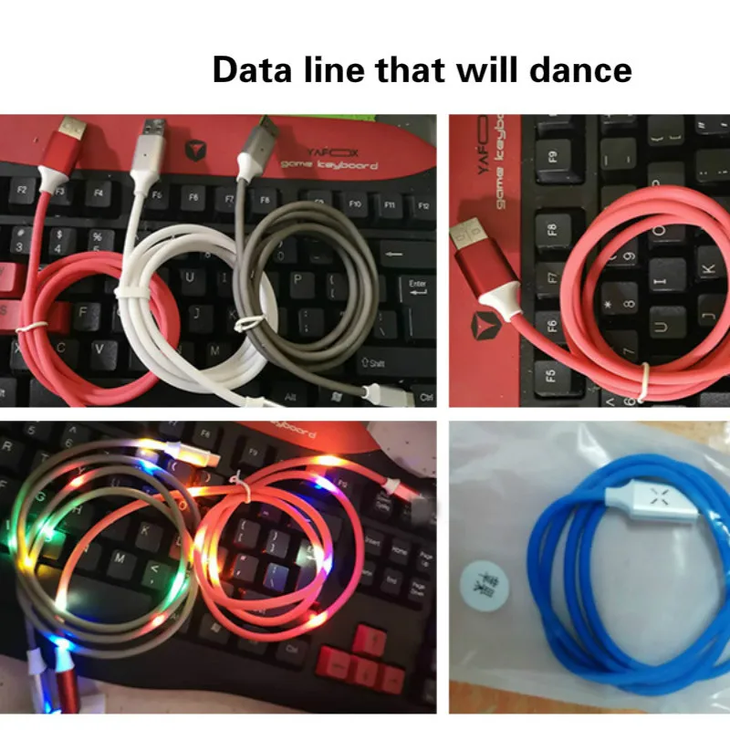 Colorful LED Light Flash Magnetic Fast Charging Micro USB Type C Cable Charger For iPhone XS X 8 7 Samsung USB C Cable