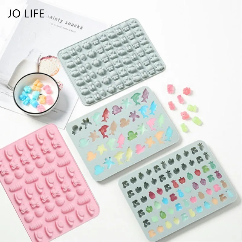 

JO LIFE Cartoon Funny Silicone Gummy Molds Candy Chocolate Bunny Geometry Animal Sea Fruit Ice Cube Moulds