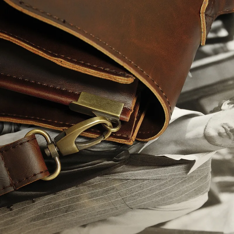 

2020 New Vintage Handbag Classic Briefcase Crazy-horse Leather Men High Quality Business Tote Crossbody Matte Laptop Bag