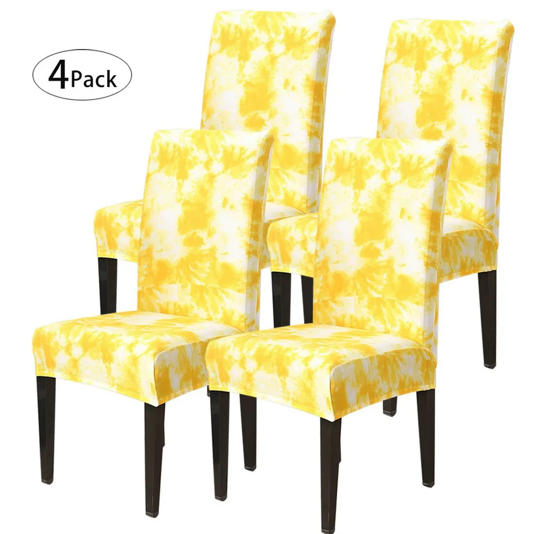 yellow 4pc Съемный стул чехлы с цветочным принтом эластичные Чехлы ресторан для свадеб банкета складной чехол на отельные стулья - Цвет: yellow 4pc