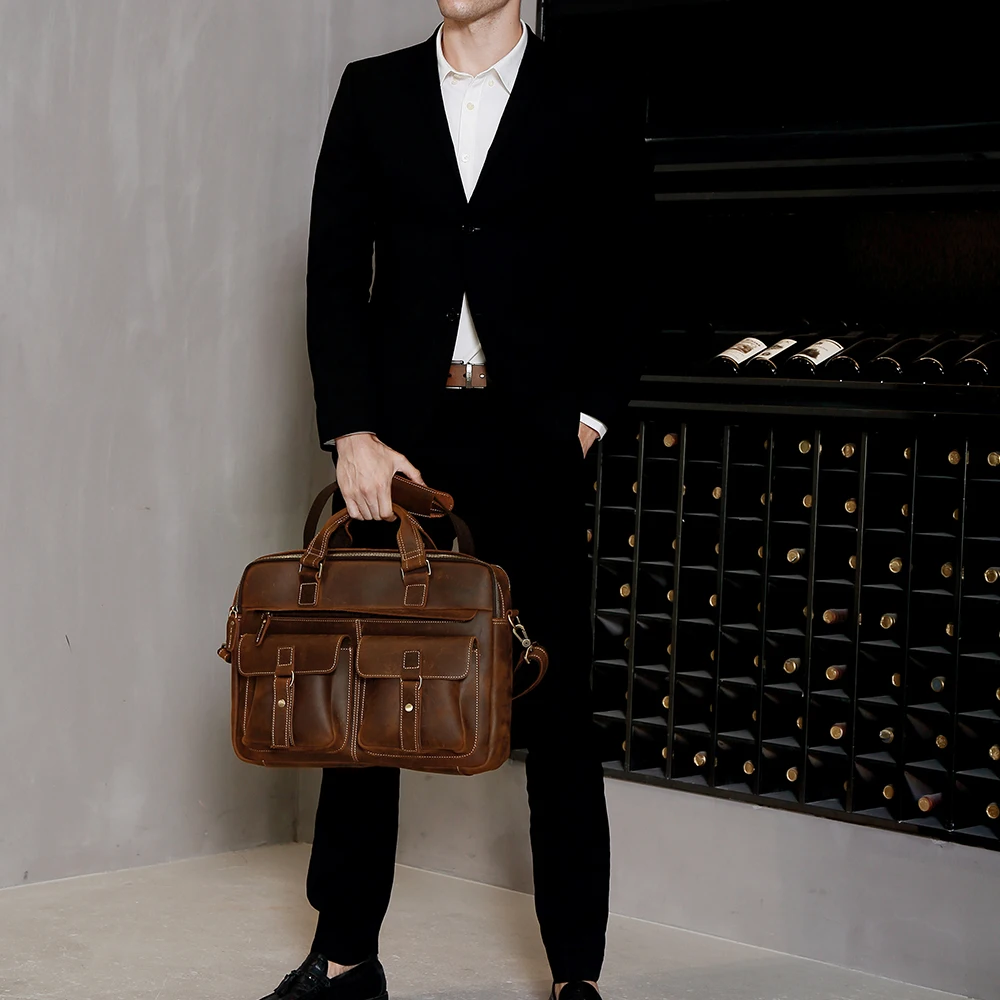 Сумка портфель JOYIR Мужская для ноутбука саквояж кросс боди из натуральной кожи