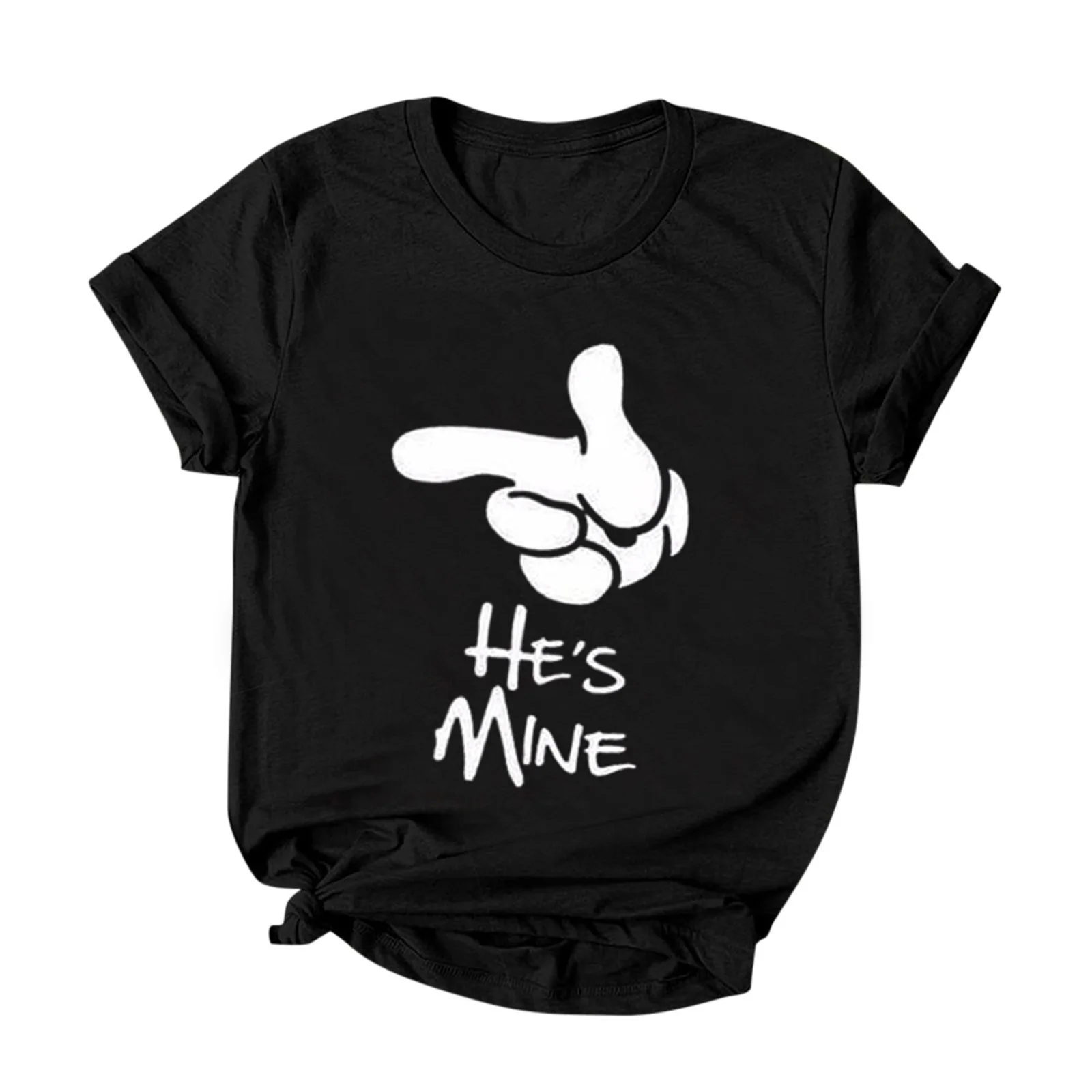 

I'M Hers He's Mine Print Couple T Shirt Lovers Short Sleeve O Neck Loose King Queen Tshirt Fashion Tee Shirt Tops Clothes