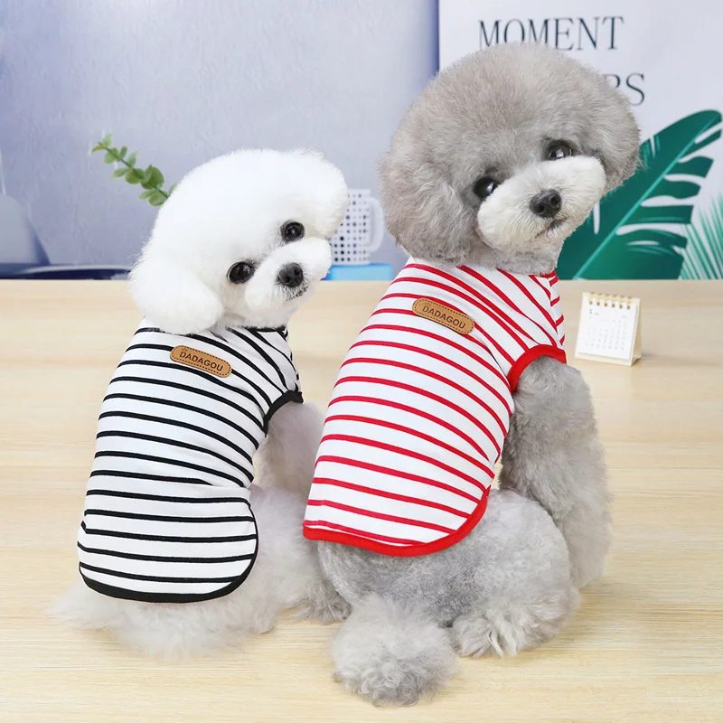 

Summer Striped Dog T-Shirt Breathable Puppy Dog Clothes Vest for Small Medium Dogs Pet Cats Pug Apparel Costumes XS-XXL