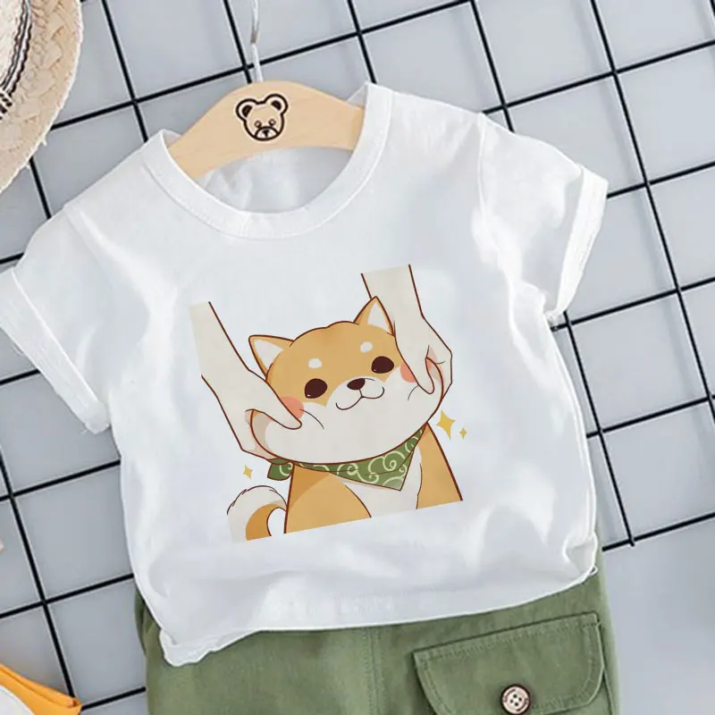 

Summer Clothes Baby Children's Clothing Unisex Cute Shiba Inu Pattern Casual Sunflower Print Short Sleeve T-Shirt Casual Tops