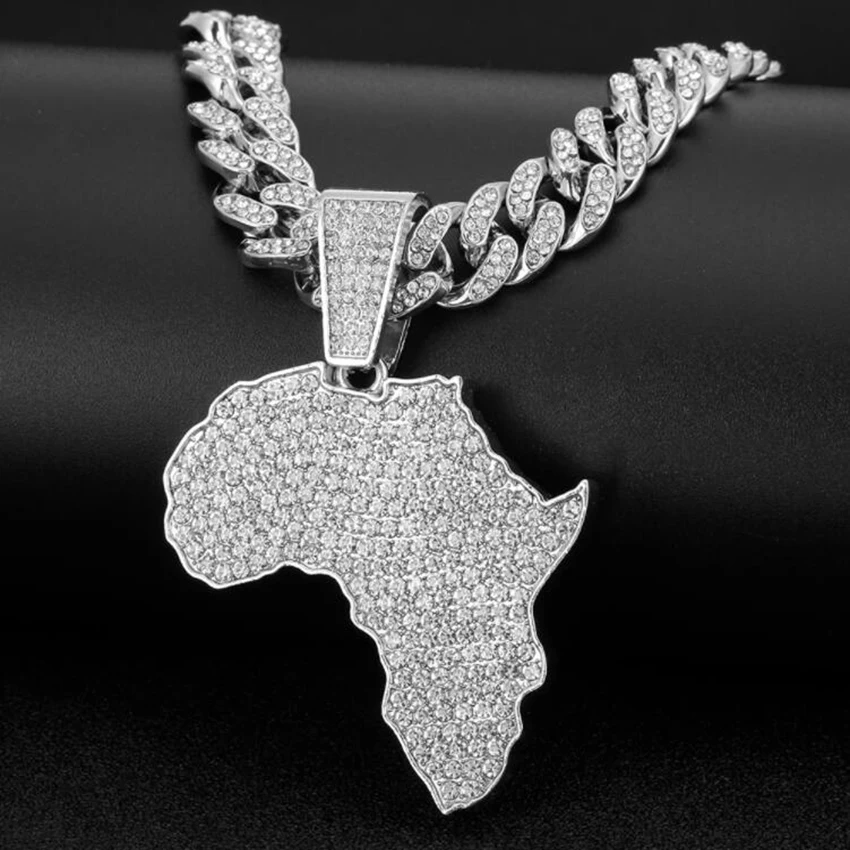 Подвеска в виде большой африканской карты ожерелье панк-рок стиле хип-хоп