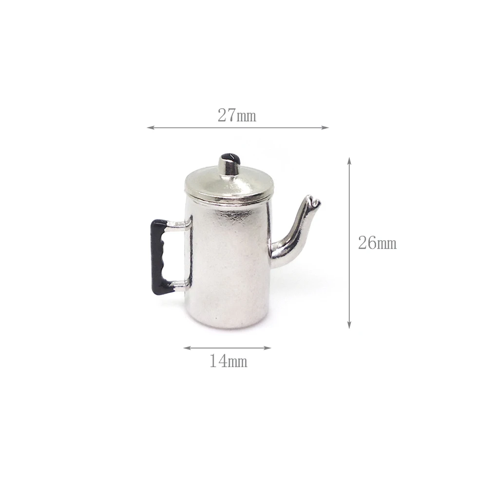

1:12 Vintage Miniature Silver Metal Tea Pot Kettle Dollhouse Cookware Decor