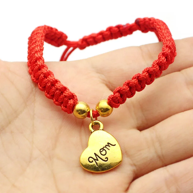 

Hot Seller Mother's Day Gift Simple Hand-woven MOM Bracelet Red Rope Bracelet Bracelet for Women Thin Gold Line