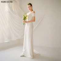 kaunissina elegant mermaid wedding dresses custom made women off the shoulder floor length satin sweep train white bride dress