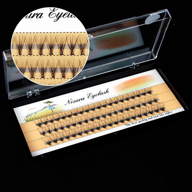 60 узлов/коробка 0 07 толстые черные индивидуальные Кластерные Накладные ресницы ручной работы легко носить