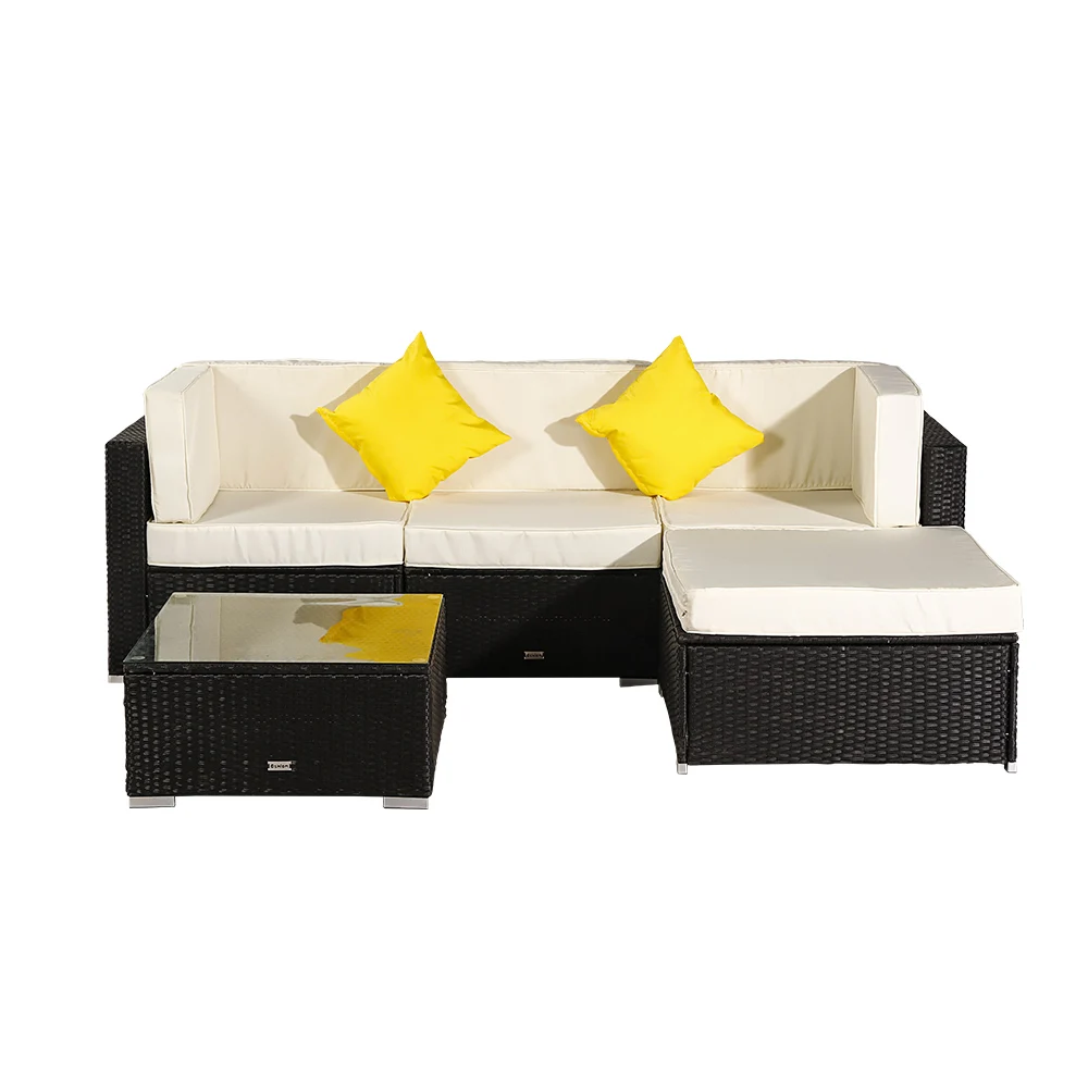 

5 шт. патио PE плетеный ротанг угловой диван набор