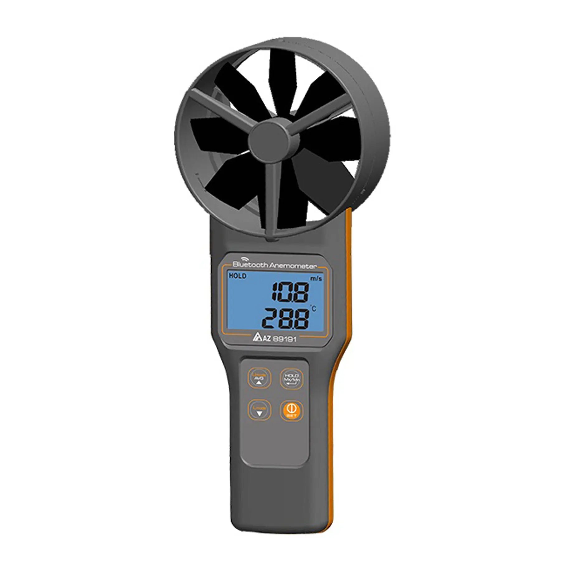 

Bluetooth Temp/RH/CO2 Anemometer AZ89191 Measures air velocity volume temperature humidity dew point & wet bulb temperature CO2