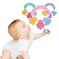 cartoon baby teether silicone handbell jingle educational mobiles baby toys teeth biting baby rattle toy bed bell beads gifts