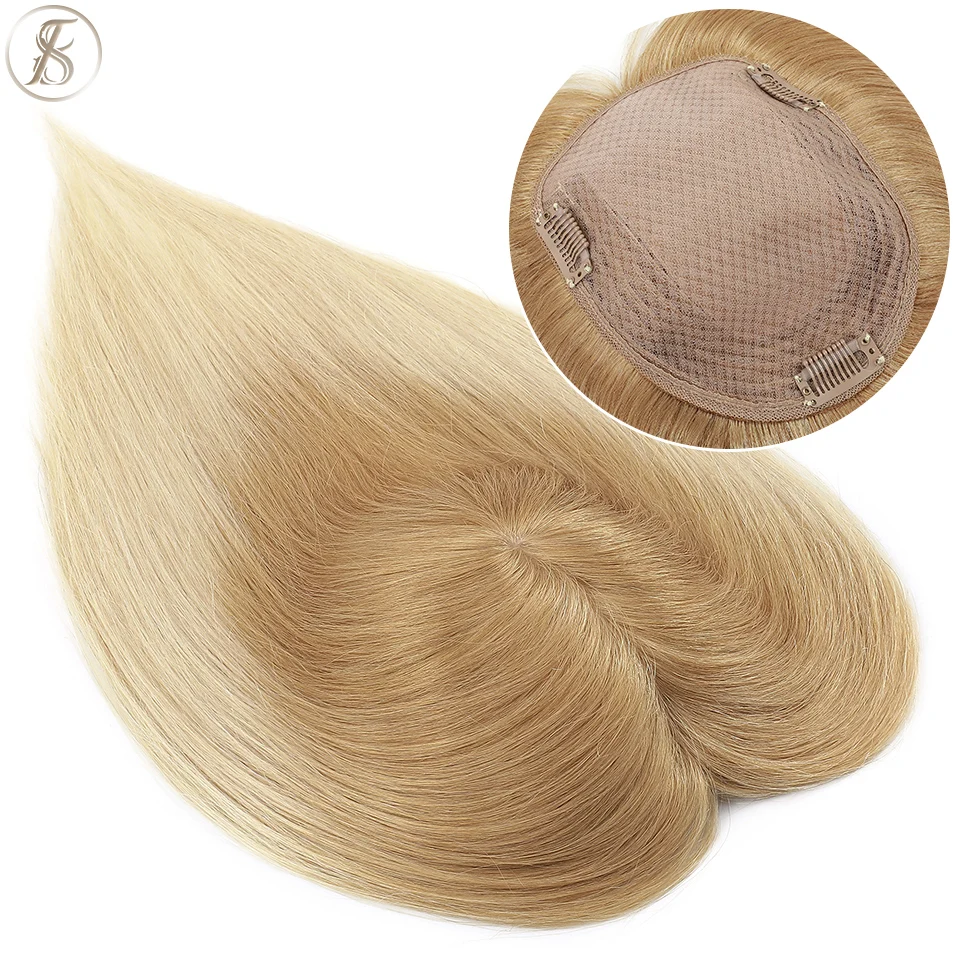 

TESS Women Topper 13x17cm Hair Clips Hair Toppers Natural Hair Wigs 100% Human Hair For Women Silk Base Clip In Hair Extensions