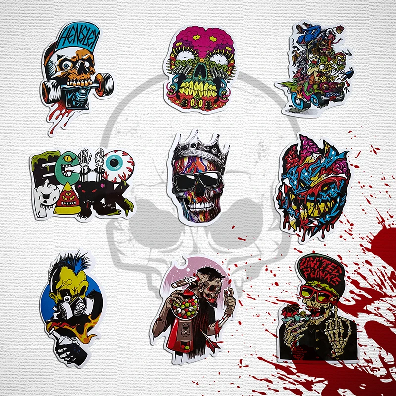 50Pcs Mixed Horror Skull Stickers For Luggage Laptop Skateboard Motorcycle Car Decals PVC Waterproof Sticker |