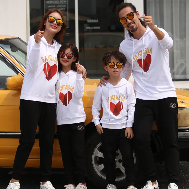 Family Matching Outfits Mother Daughter Hoodies Pants Set Spring Autumn Father Son Clothing Men Women Children Hooded | Мать и ребенок