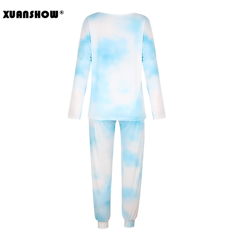 XUANSHOW 2020 женский спортивный костюм с круглым вырезом повседневный пижамный
