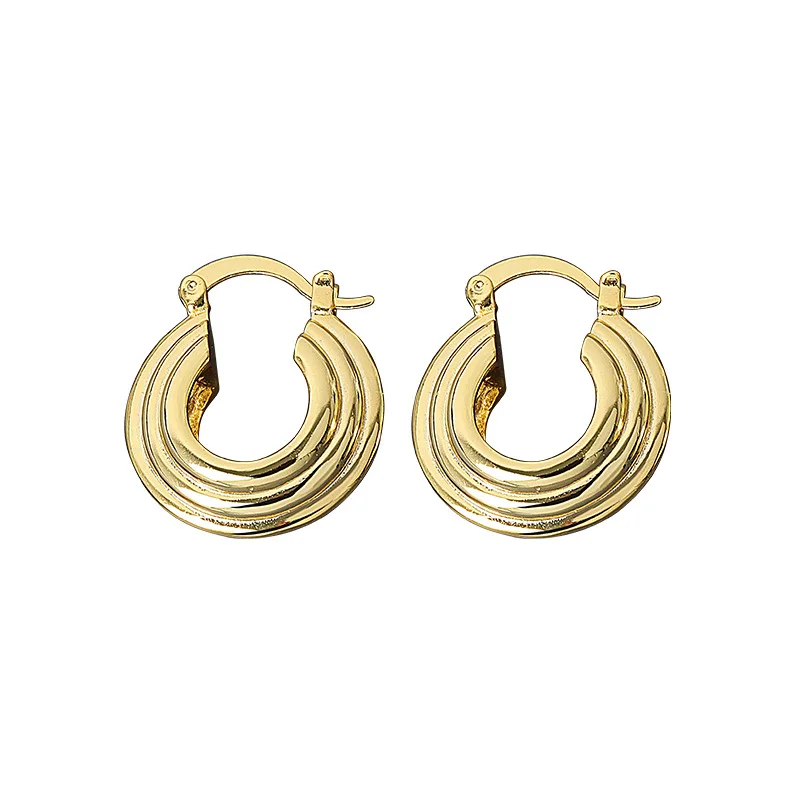 

LIVVY Silver Color Trendy Earrings for Women Couples Korean Simple Multi-layer Lines Handmade Jewelry