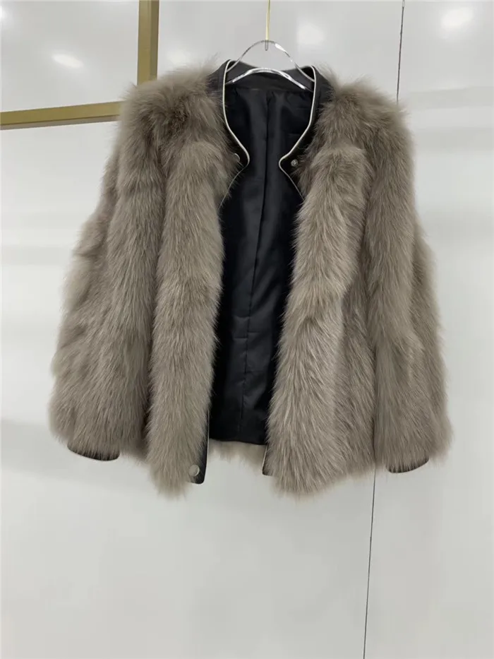 Abrigos mujer invierno шуба из натурального Лисьего меха женская зимняя короткая Повседневная мотоциклетная Лоскутная куртка из натуральной кожи Верхняя одежда