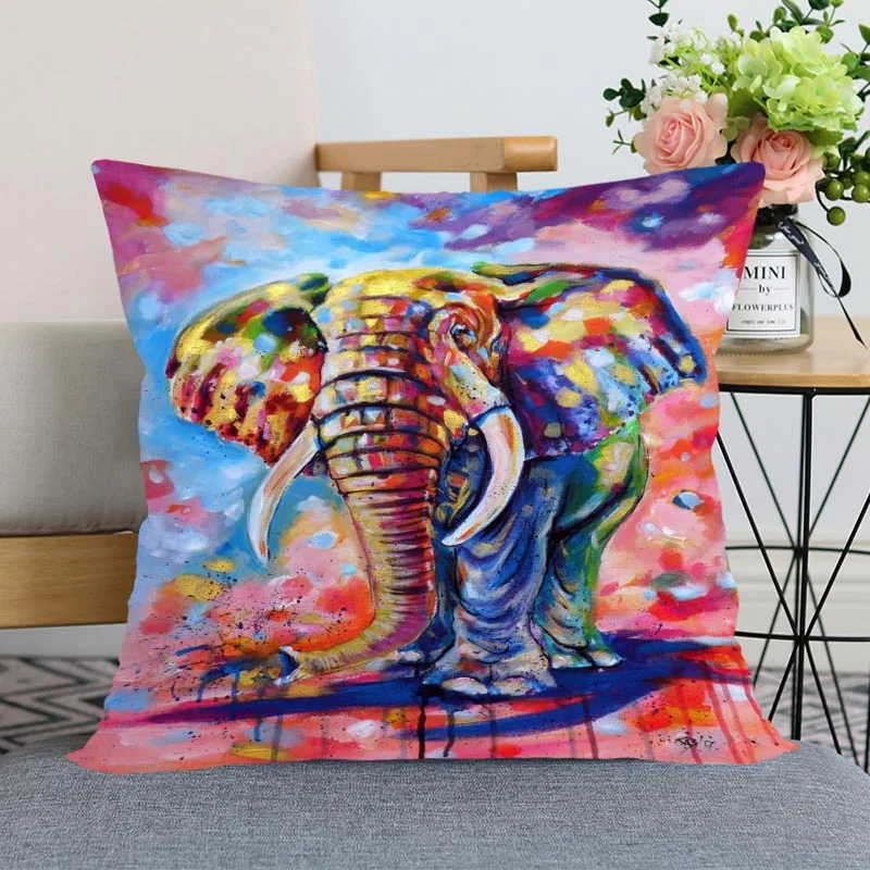 

Новое поступление, чехол для подушки в виде слона, искусство, искусство, наволочки из мягкой атласной ткани с индивидуальным принтом, не выц...