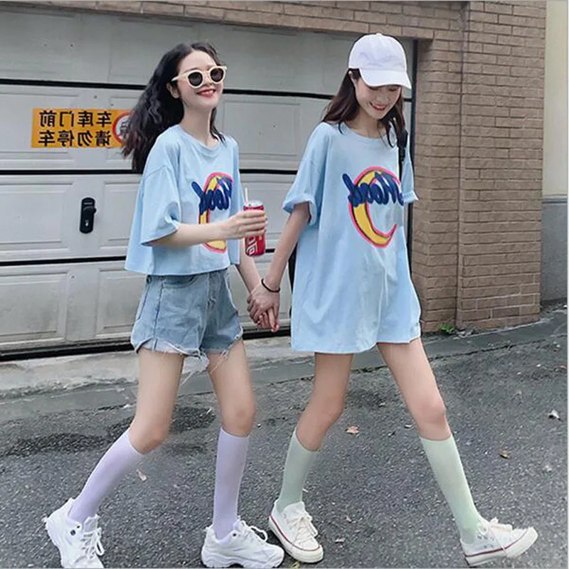 

Spring Summer New Style Women T shirt Fashion Print Short Sleeve Round Neck Tshirt Woman Casual Loose Female T-shirt