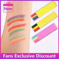 2021 fashion washable uv art body painting makeup rainbow art tattoo paint for the face paint colored child kid pen party gift