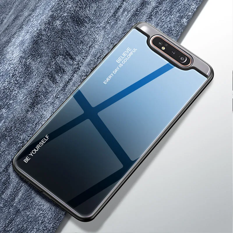 Color 01 Градиент закаленное Стекло Крышка для samsung Galaxy M10 M20 M30 A10 A20 A30 A40 A50 A60 A70 A80 A90 задняя крышка 100 шт./лот - Цвет: Color 01