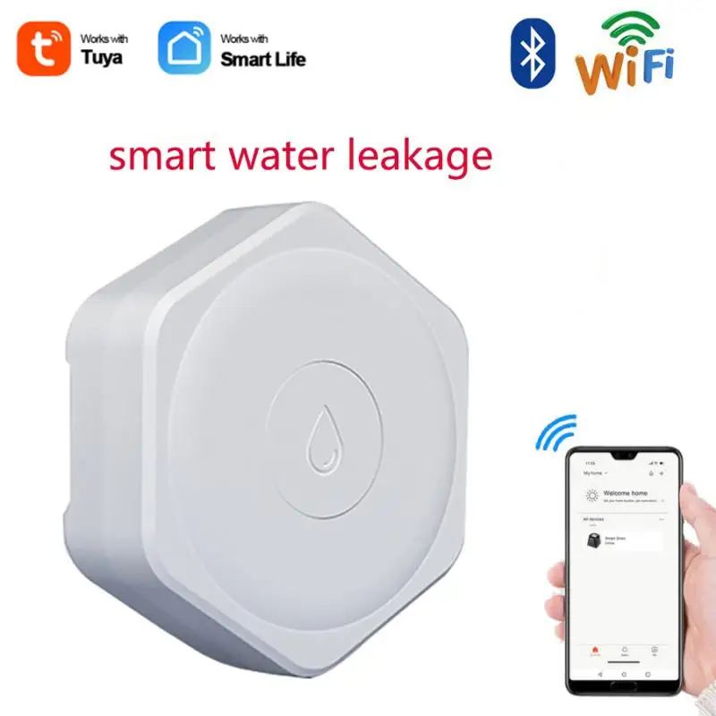 

Датчик утечки воды Tuya, Wi-Fi-датчик с поддержкой Bluetooth, с оповещением о переливе