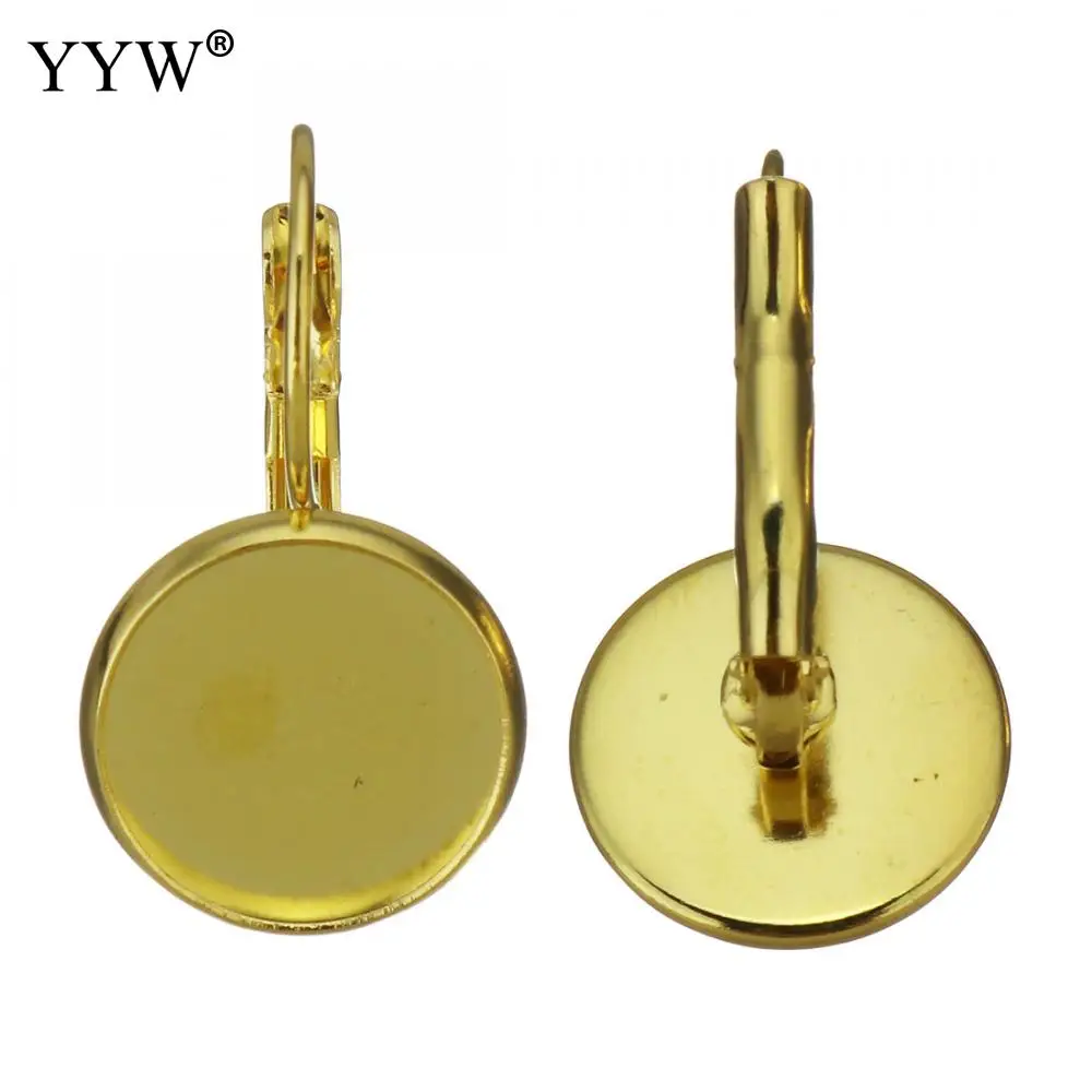 100PCs/Bag Rose Gold Color Stainless Steel Tray Bezel Cabochon Earring Blank Setting Round Ear Base Findings DIY Jewelry Making