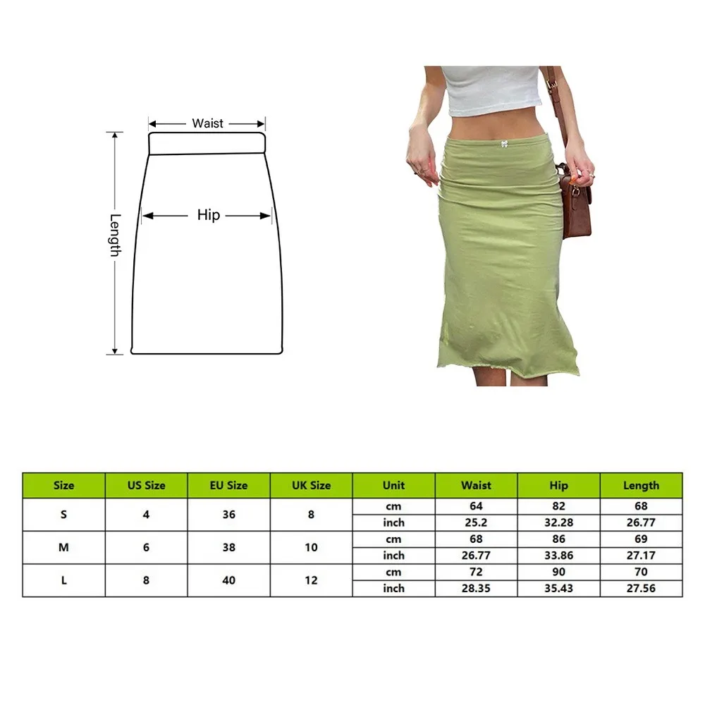 

Fashions Elegant Bow High Waist Midi Skirts Y2K 2021 Outfits Streetwear Sexy Bodycon Slit Green Summer Skirts Women