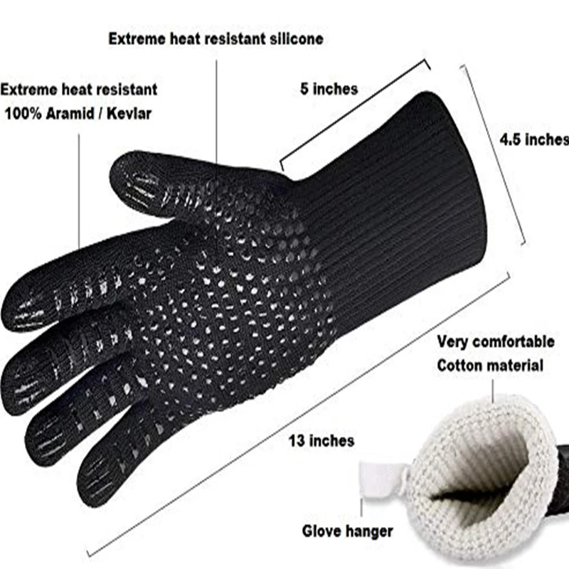 

WALFOS Heat Resistant BBQ grill Gloves Premium Insulated Durable Fireproof For Cooking Baking Grilling Oven Mitts