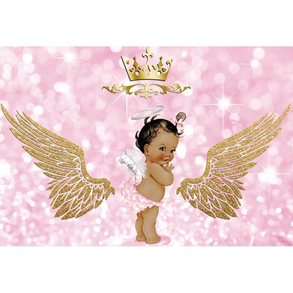 Yeele Девочка День рождения фон розовая корона крыло принцесса ребенок душ