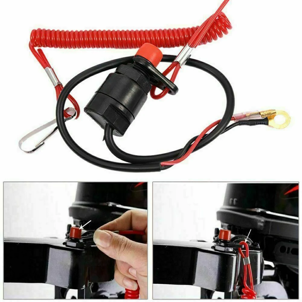 

Universal Boat Outboard Engine Motor Kill Urgent Stop Switch with Safety Tether Lanyard Up To 160 cm Engine switch Button