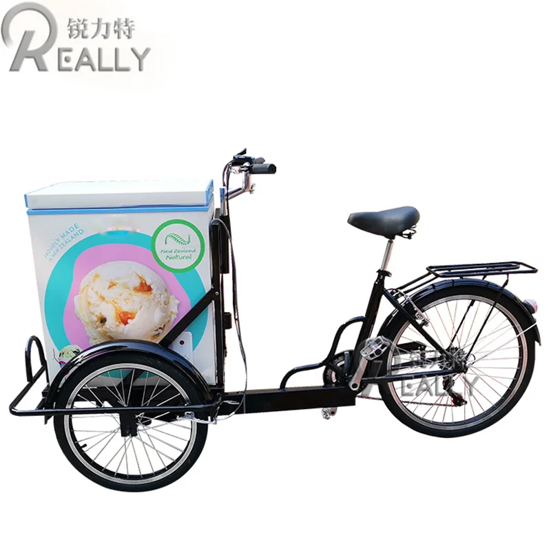

Hot Sale Reverse Ice Cream Tricycle Multi-Purpose Cold Drink Bike Takeaway Snack Mobile Bicycle